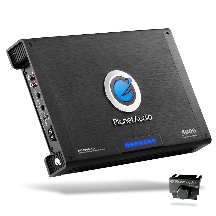 Planet Audio AC4000.1D Monoblock Class D Car Amplifier - 4000 High Output, 1 Ohm Stable, Low Level Inputs, Low Pass Crossover, Bass for Subwoofer