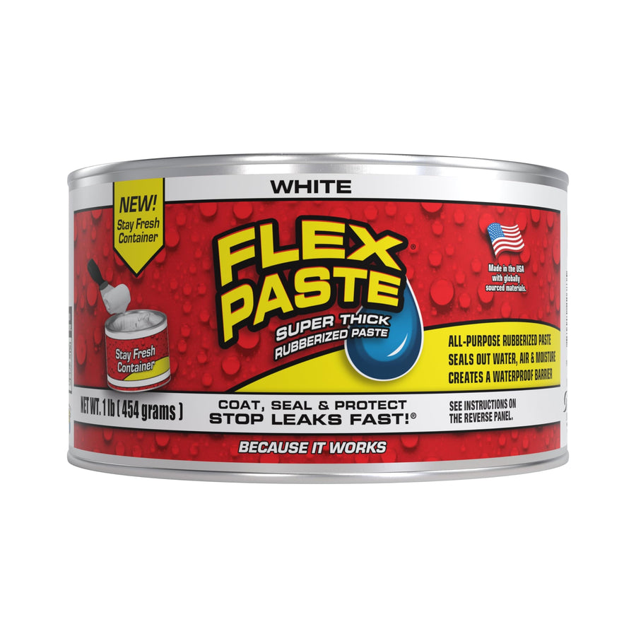 Flex Paste, Waterproof Putty Paintable Sealant, Fill Gaps Cracks Holes - Block Out Water and Air - UV Resistant - Walls, Drywall, EPDM, Concrete, Roof, RV Repairs, White, Half-Quart