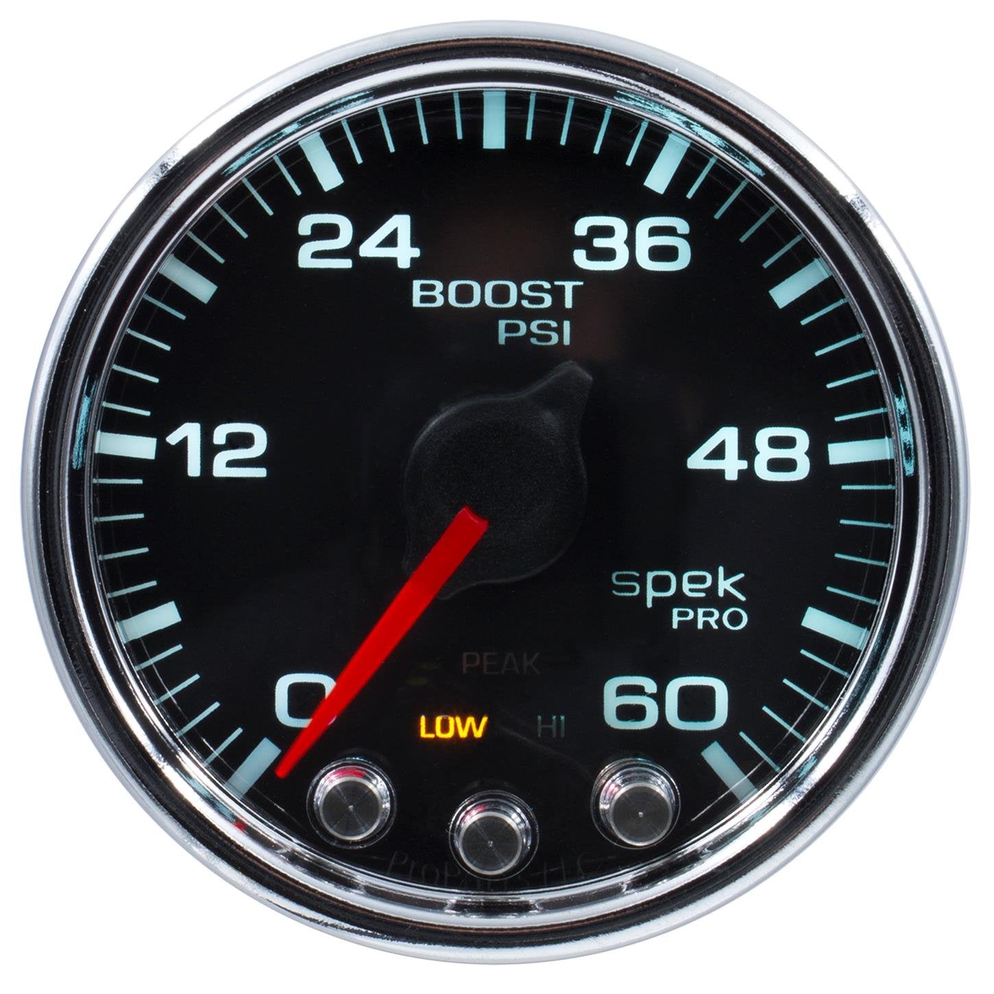 Gauge AUTO METER P30431 Boost (Spek-Pro 2 1/16", 60Psi, Stepper Motorwith Peak & Warn, Blk/Chrm, Spek-Pro)