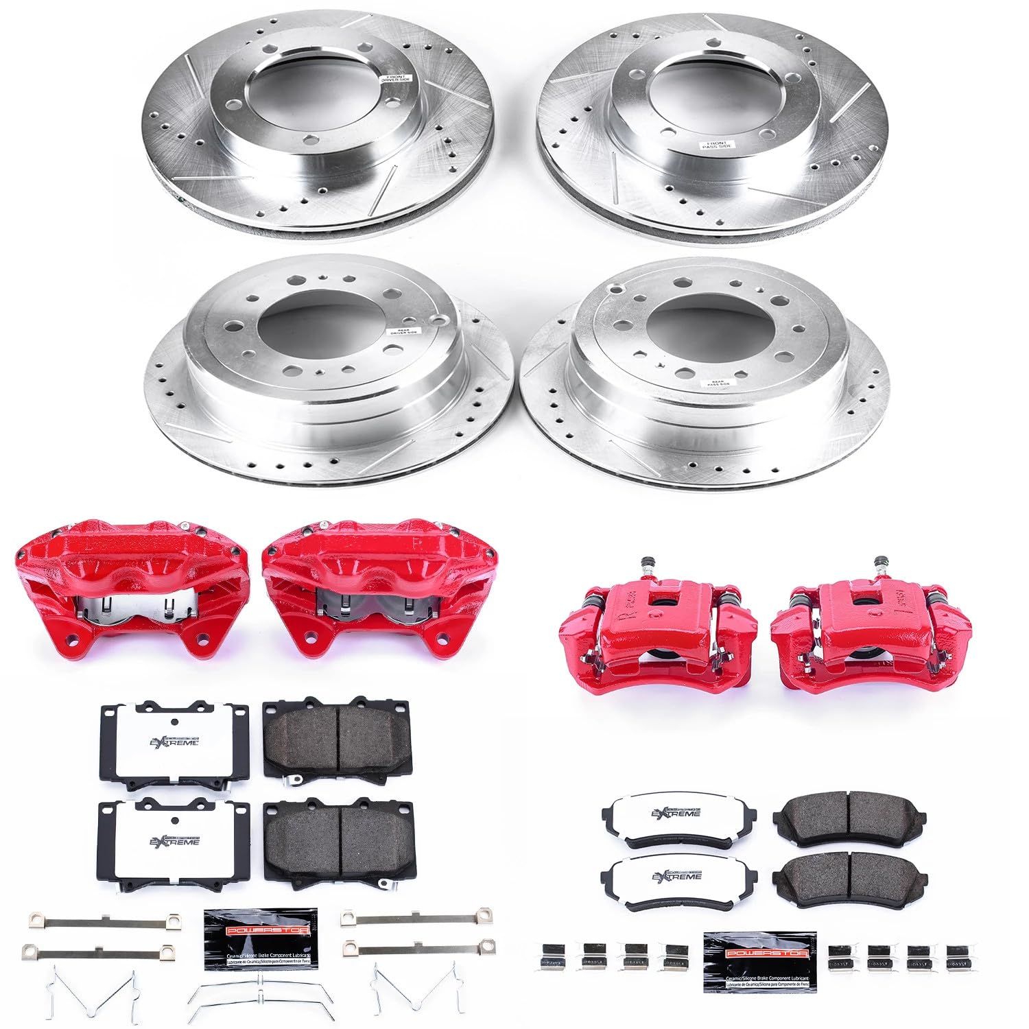 Power Stop Z36 KC1133A-36 Truck & Tow Front and Rear Caliper Kit- Brake Rotors, Brake Pads and Brake Calipers