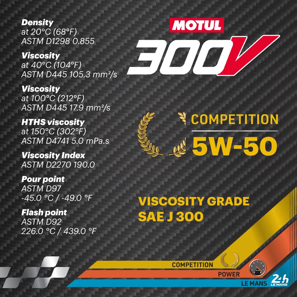 300V Motul Competition 5W-40 Full Synthetic Motor Oil 2L | Ester Core® Technology | High-Performance Engine Oil for Tuned, Turbocharged & Daily Use | Race-Proven Protection & Long-Lasting Reliability