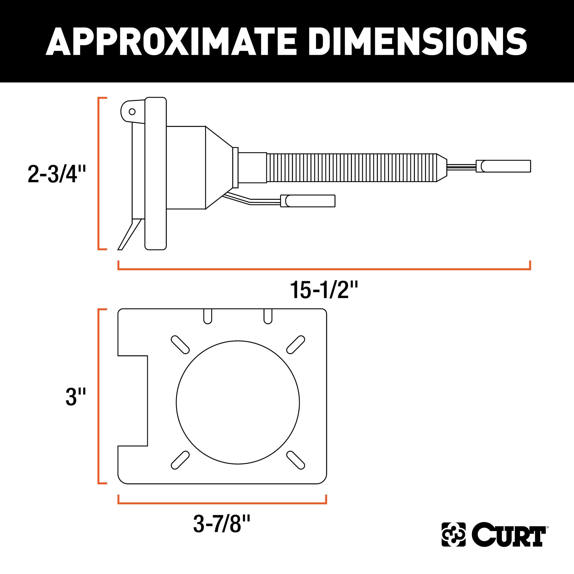 CURT Dual-Output 57604 4-Way Flat Vehicle-Side to 6-Way Round Trailer Wiring Adapter