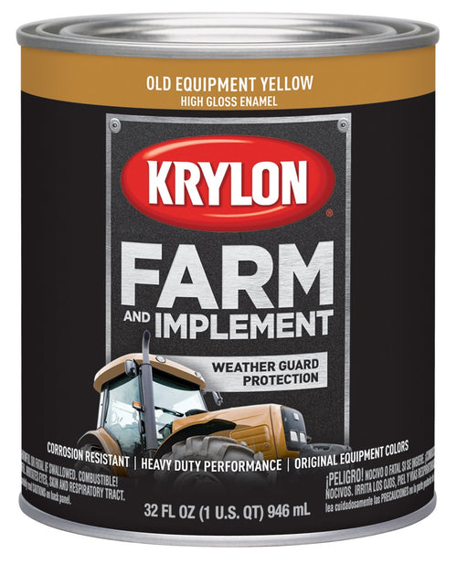 Krylon® 2042 Brush Farm & Implement, High Gloss, Old Equipment Yellow, 1 Quart Architectural Paints, CAT