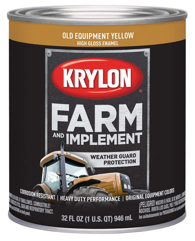 Krylon® 2042 Brush Farm & Implement, High Gloss, Old Equipment Yellow, 1 Quart Architectural Paints, CAT