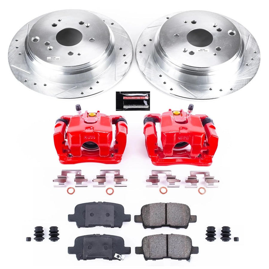 Power Stop Z23 Evolution Sport Rear Brake Caliper Kit- Brake Pads, Brake Rotors and Brake Calipers For Honda Odyssey 2002-2004 [Model Specific]