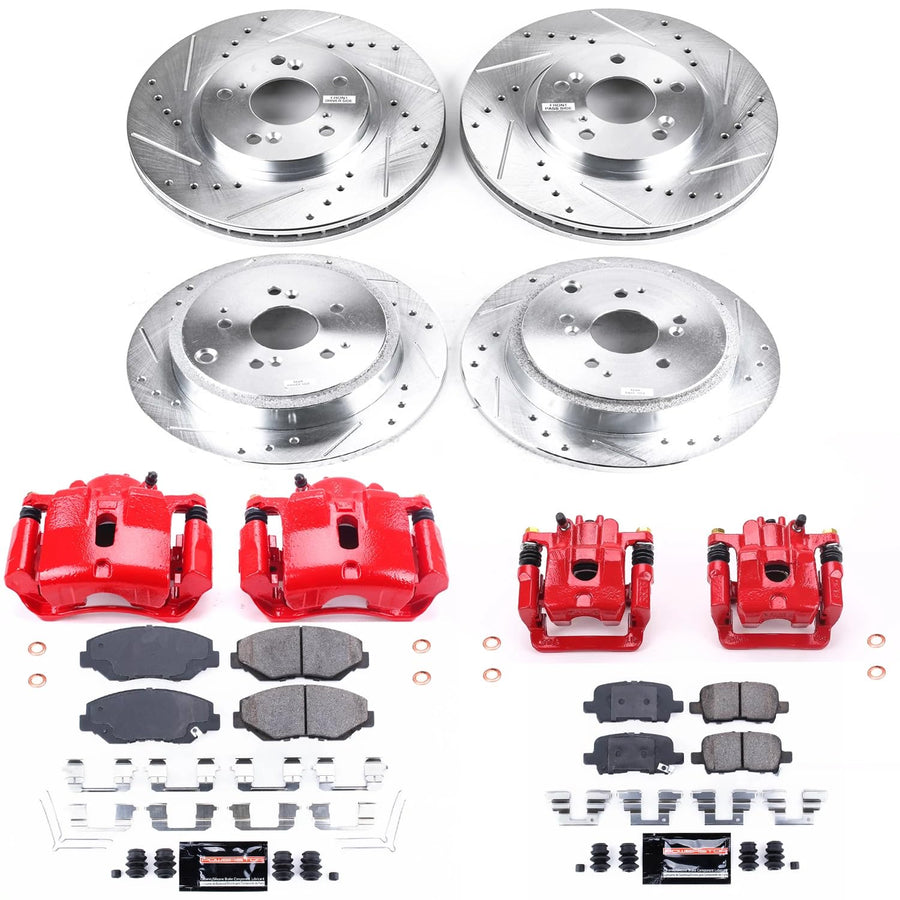 Power Stop Z23 Evolution Front and Rear Brake Caliper Kit- Brake Pads, Brake Rotors, Brake Calipers For Honda Pilot 2003-2008 [Model Specific]