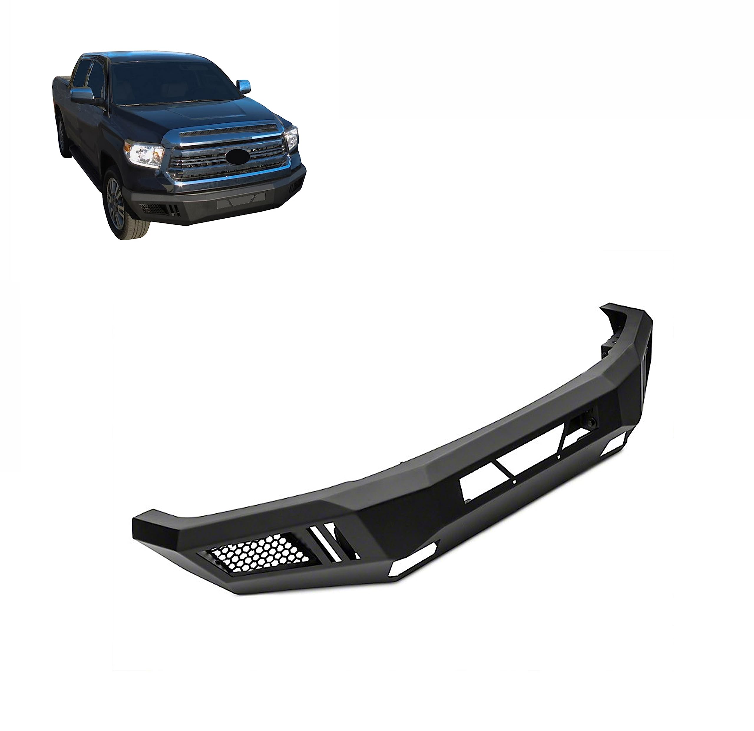 Heavy Duty Black Horse Armour Front Bumper I Front Bumper Matte Black Compatible with 2014-2021 Toyota Tundra (Excl. the radar blind spot monitoring systems)-AFB-TU14