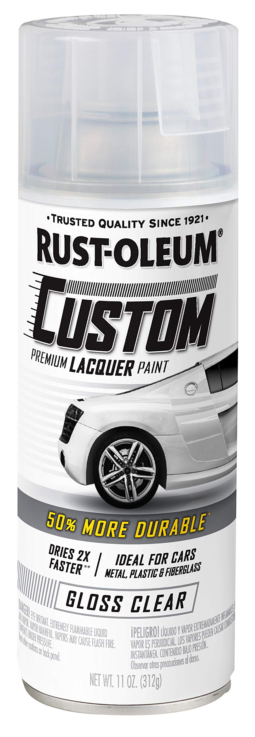 Rust-Oleum Automotive 323383 Custom Lacquer Spray Paint, 11 oz, Gloss Clear