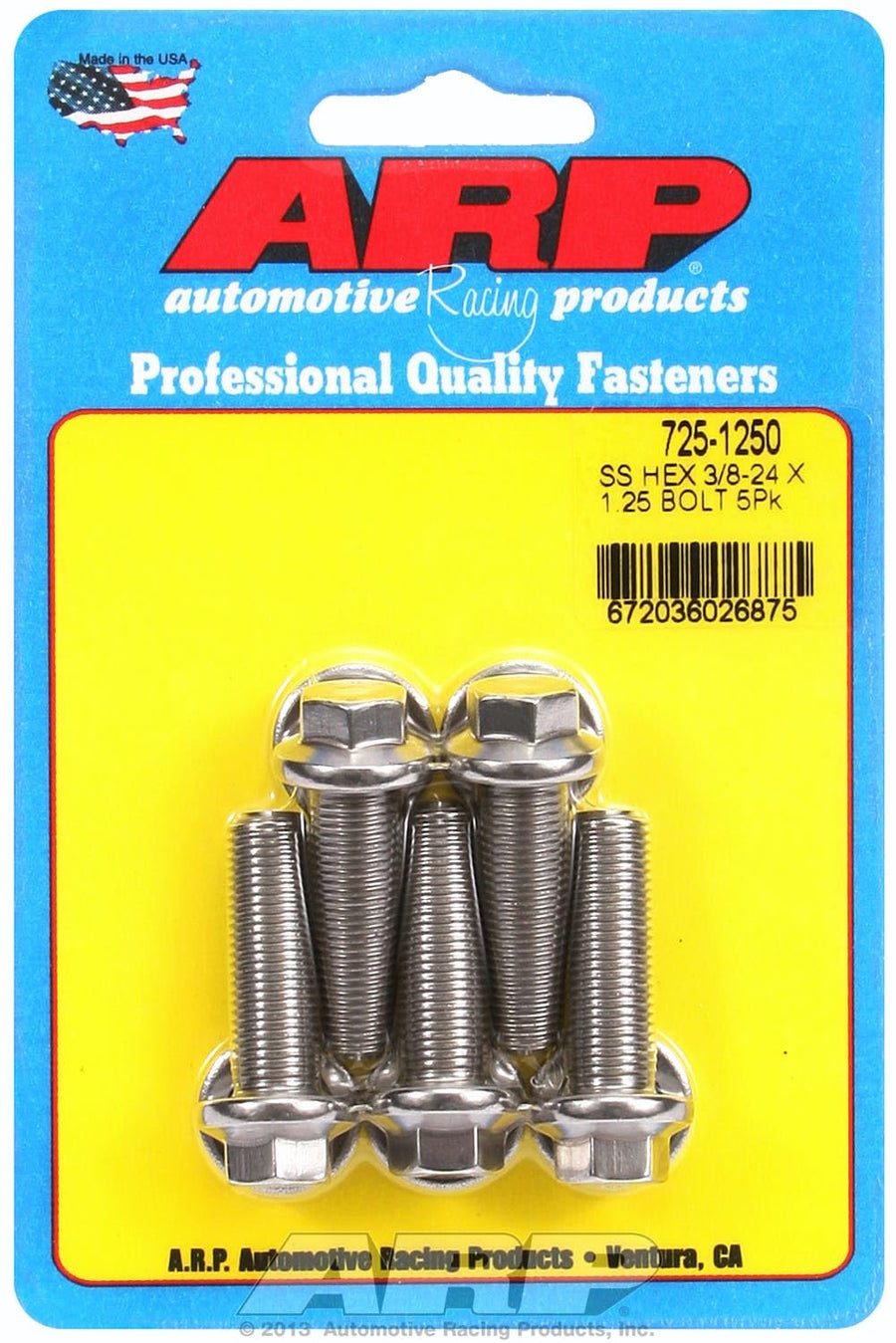 S/S Bolt Kit ARP - 6pt. (5) 3/8-24 x 1.250