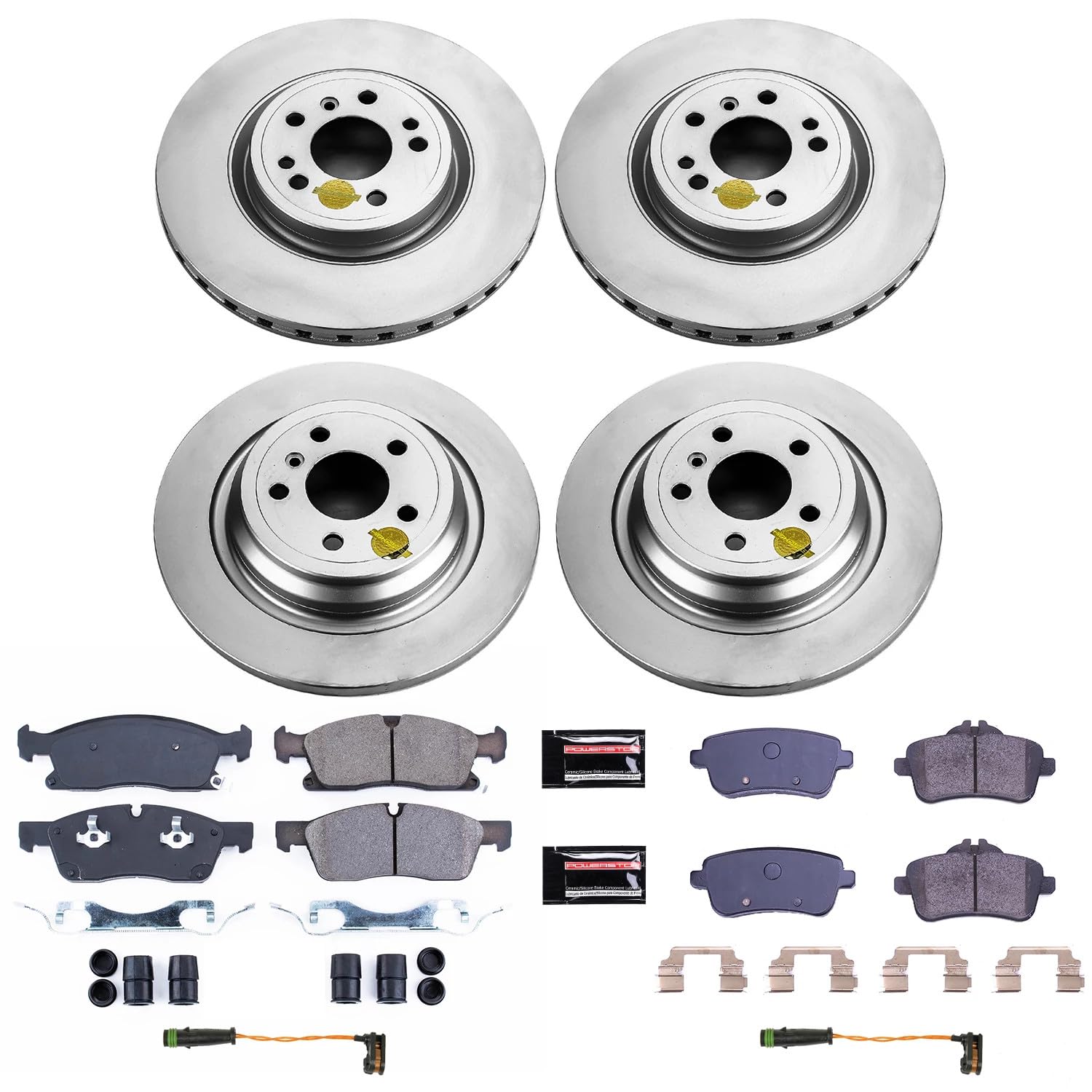 Power Stop Z23 Coated Rotor Kit-CRK7624 Front and Rear Brake Rotors & Carbon Ceramic Brake Pads