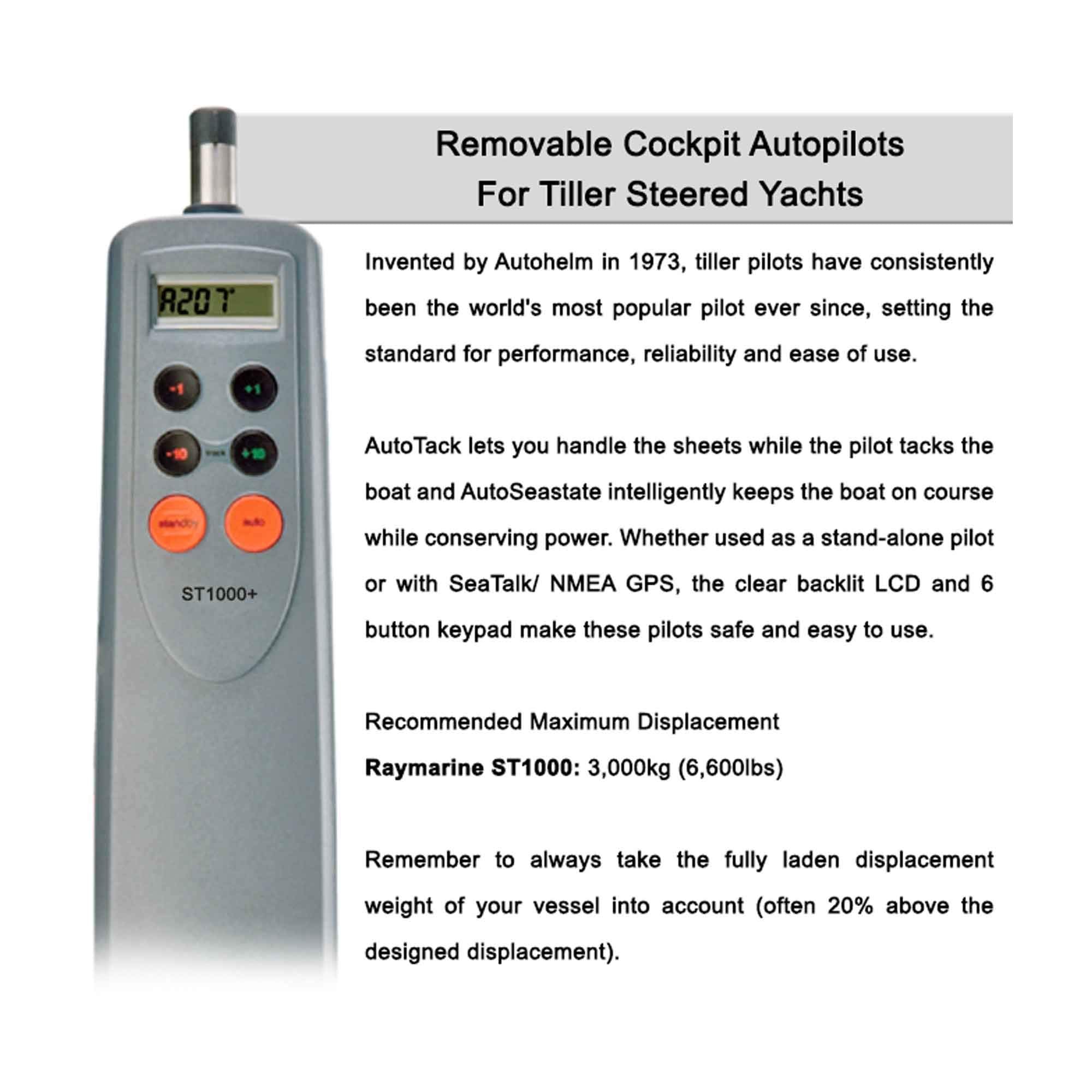 Tiller Pilot Raymarine, ST1000+, 3.3-ton