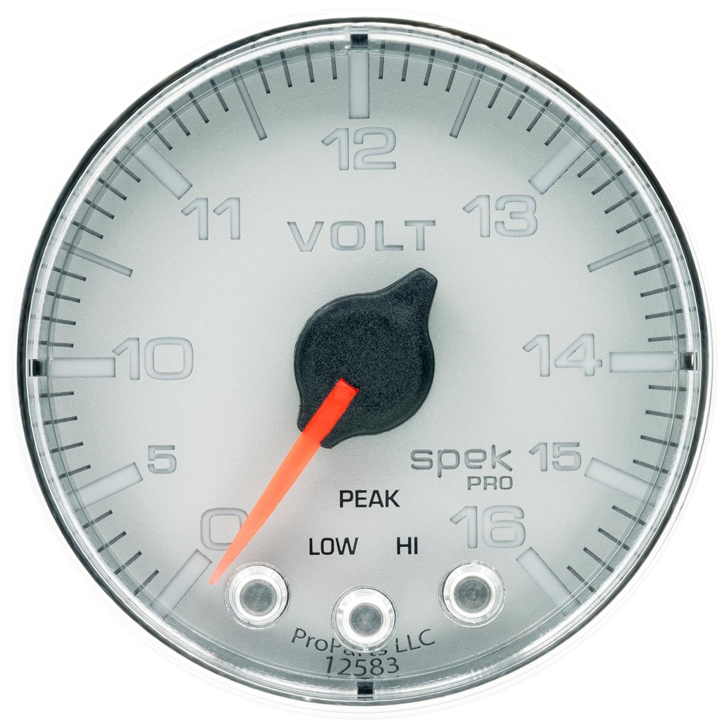Gauge AUTO METER P344218 Voltmeter (Spek-Pro 2 1/16", 16V, Stepper Motorwith Peak & Warn, Slvr/Chrm, Spek-Pro)