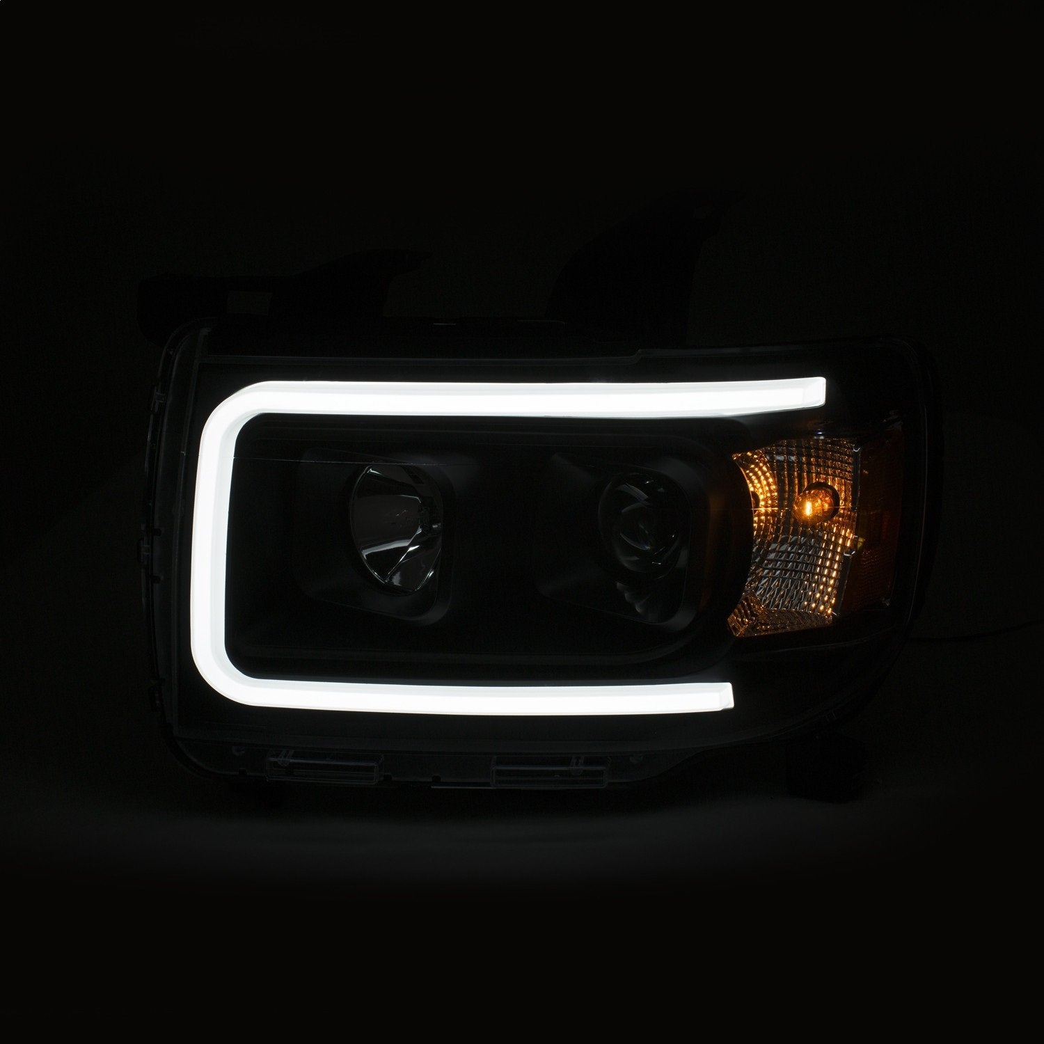 GMC CANYON AnzoUSA 15-18 PROJECTOR PLANK STYLE HEADLIGHT BLACK W/AMBER