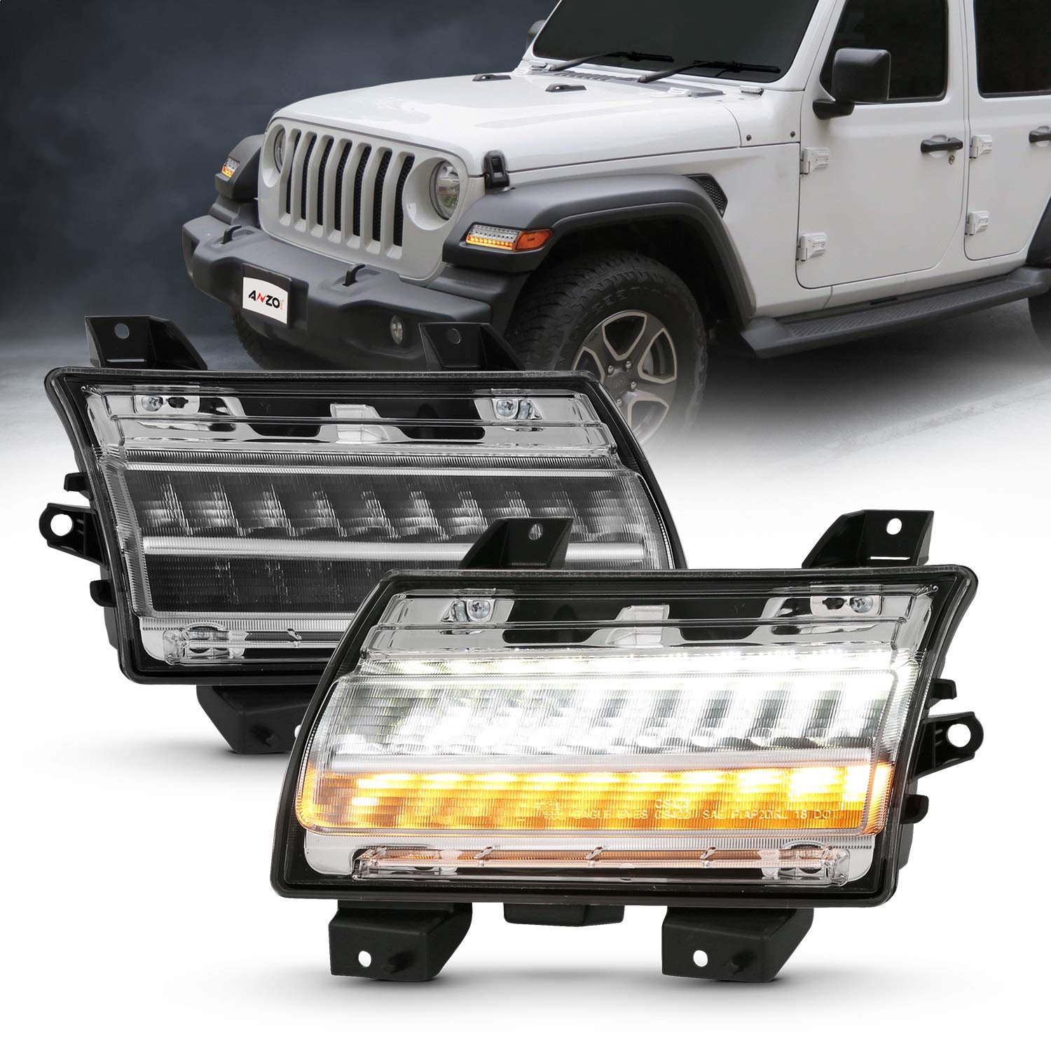 Jeep Wrangler Anzo USA 511083 18 LED Side Marker Light Chrome Clear (w/Sequential)