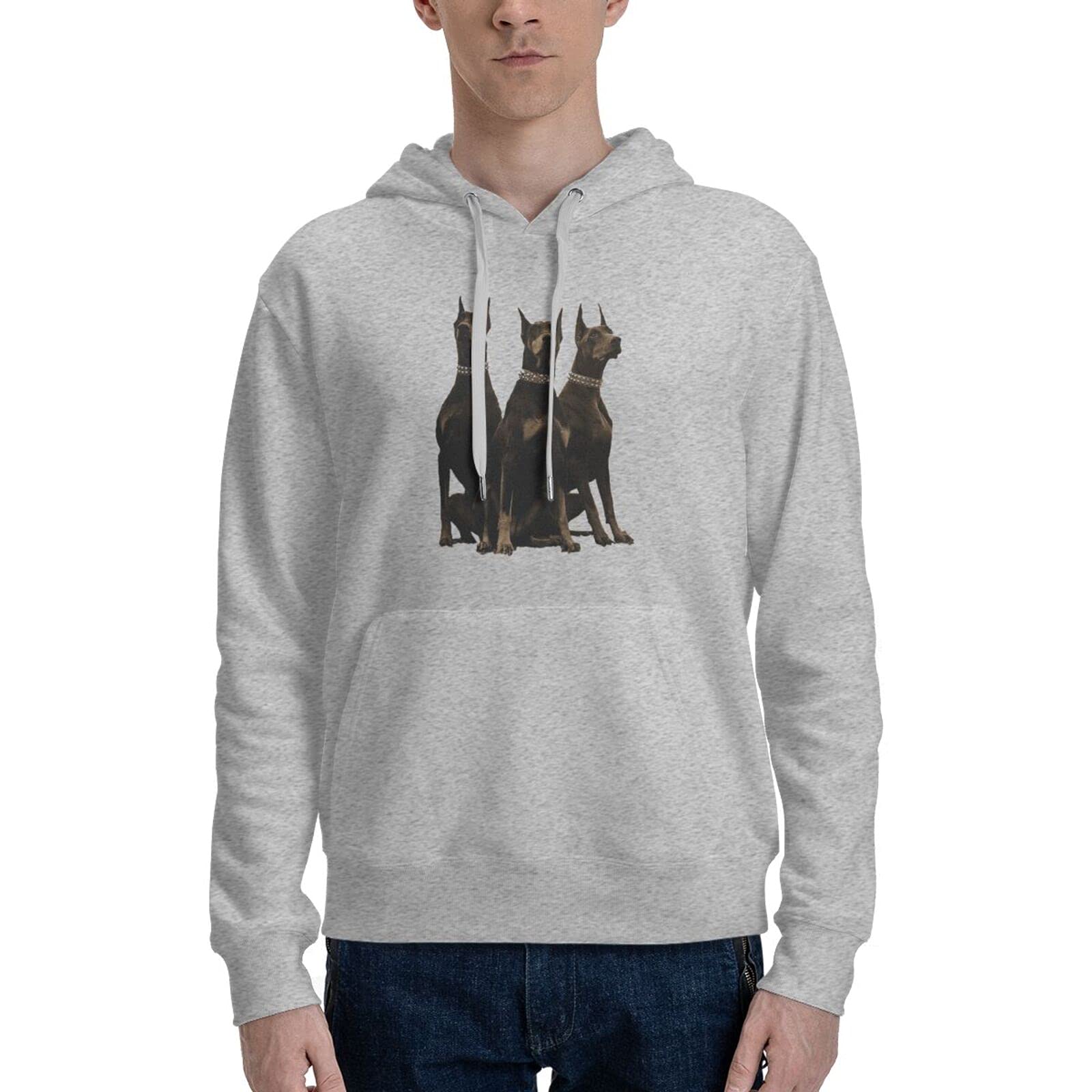 Majestic Dog 3D Printing Personalized Hoodie Hoodie Fleece Round Tie Pocket Pullover Sweater Fall and Winter Thickening, Gray, Medium