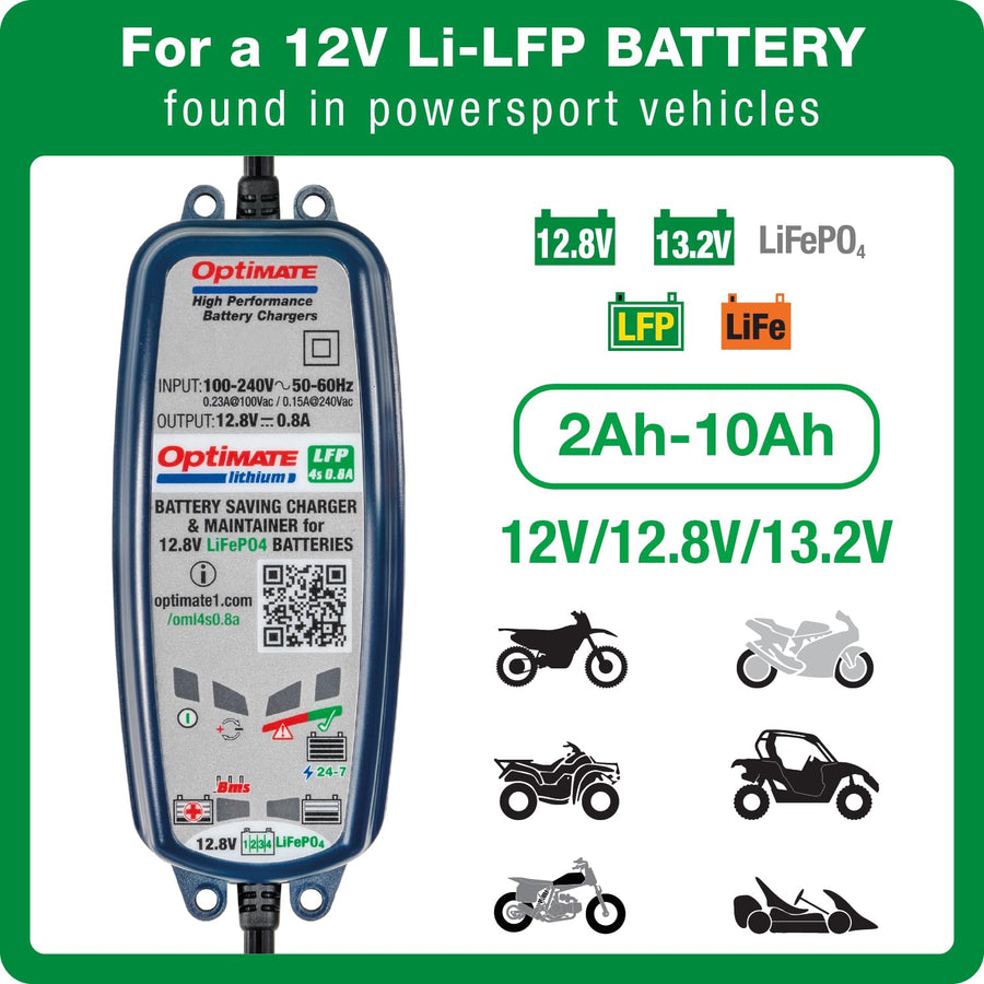 OptiMATE 0.8A Lithium 4s, TM-471, 12.8V 8-step sealed battery saving charger & maintainer