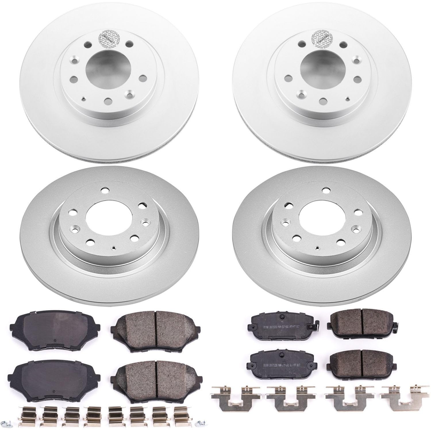 Power Stop Coated Brake Rotor and Ceramic Brake Pads CRK4098- Front & Rear For Mazda MX-5 Miata 2006-2015 [Model Specific]