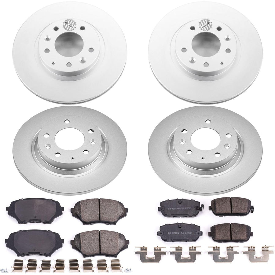 Power Stop Coated Brake Rotor and Ceramic Brake Pads CRK4098- Front & Rear For Mazda MX-5 Miata 2006-2015 [Model Specific]