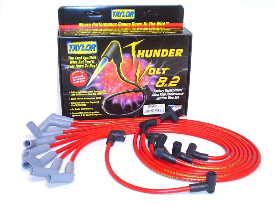 Taylor Cable 84204 8.2mm Red Custom Fit ThunderVolt Ultra High Performance Spark Plug Wire Set