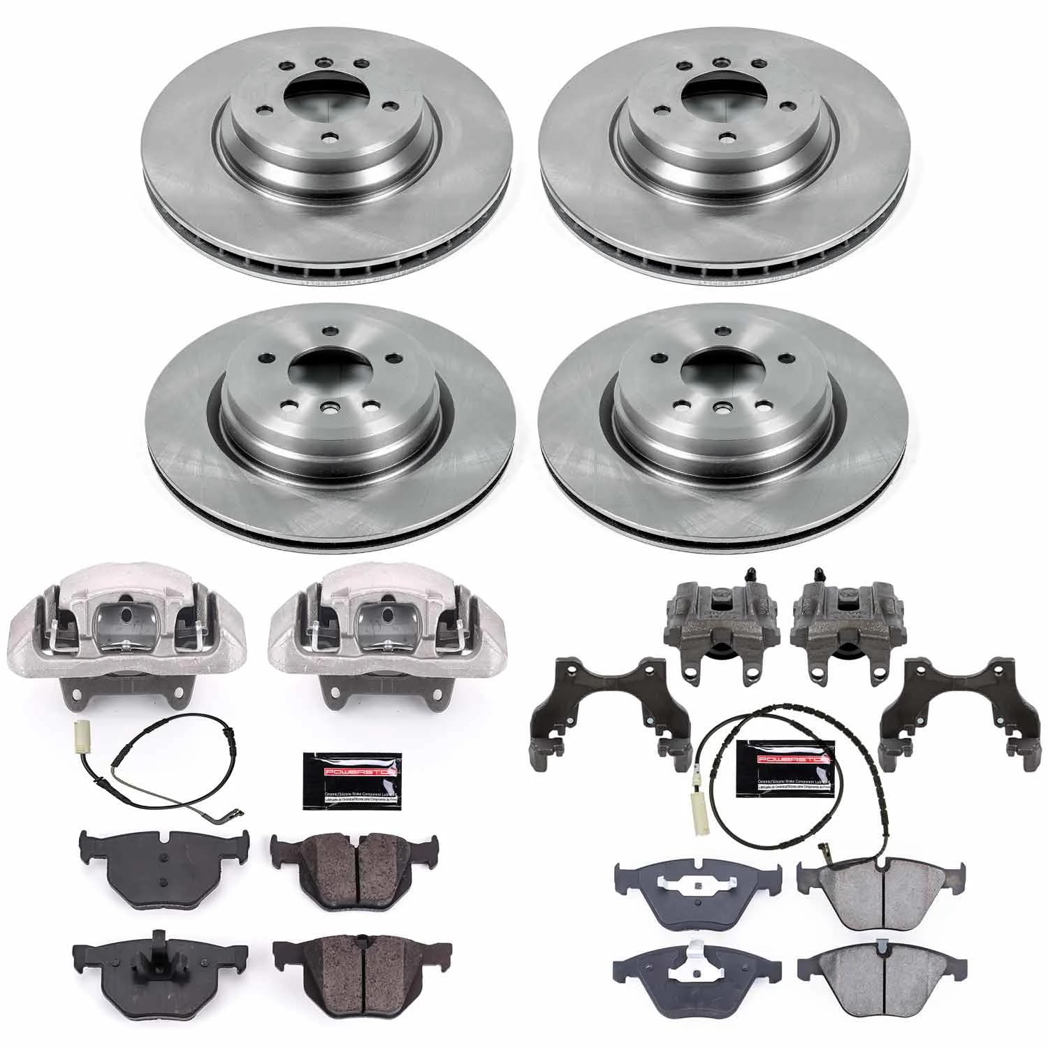 Power Stop KCOE4094 Replacement Autospeciality Front and Rear Caliper Kit- OE Rotors, Ceramic Brake Pads, Calipers For BMW 335d 2009-2010, BMW 335i 2007-2010 [Model Specific]