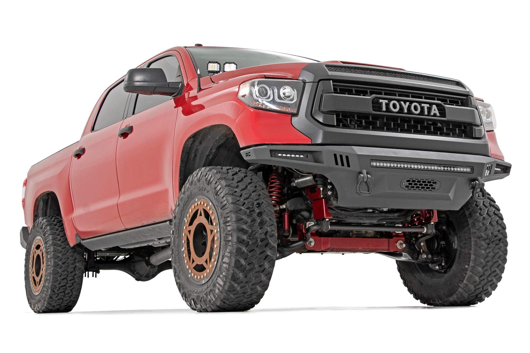 Quad Rough Country 3" Wide Angle LED Light Kit for Toyota Tundra (2014-2021) - Lower Windshield Mount, 27,000 Lumens, Wide Side Beam Off-Road Lighting