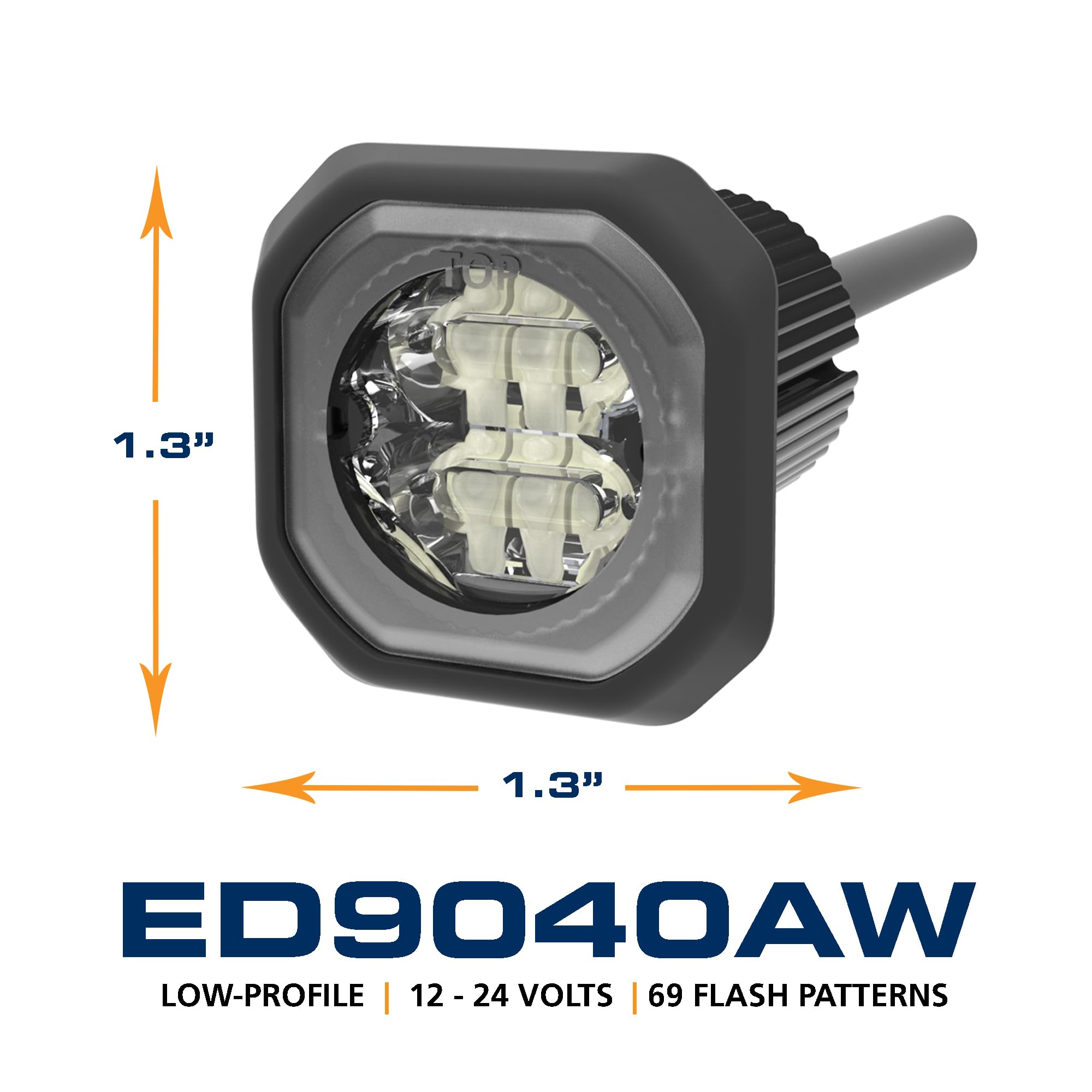 ECCO High-Intensity Directional LEDs Amber White LED 0.6 amps 12V 24V 69 flash patterns Waterproof Warning Light Construction Caution Lights for Truck off Road car Commercial Vehicles, 5 Year Warranty