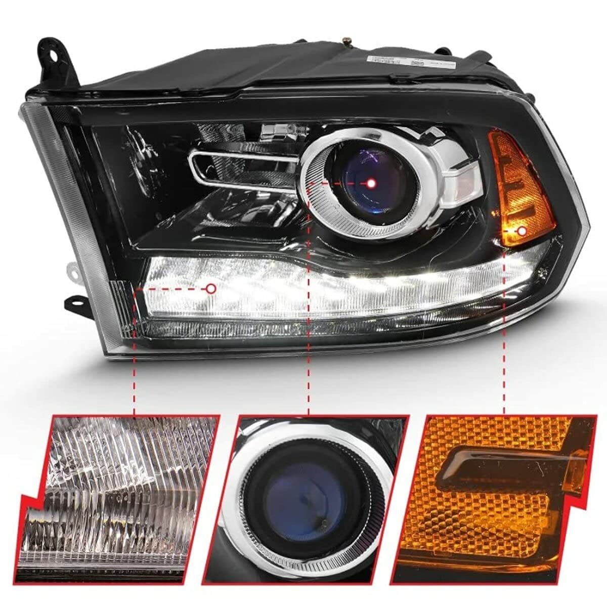 Projector Headlamps ANZO USA 111439 Fits Dodge Ram 1500