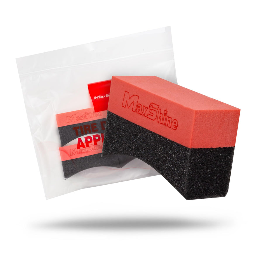 Maxshine Tire Dressing Applicator, Foam Pad Curved 10x4cm, Red & Black | Ergonomic Grip, High-Density Non-Abrasive | Even Tire, Trim & Wax Application