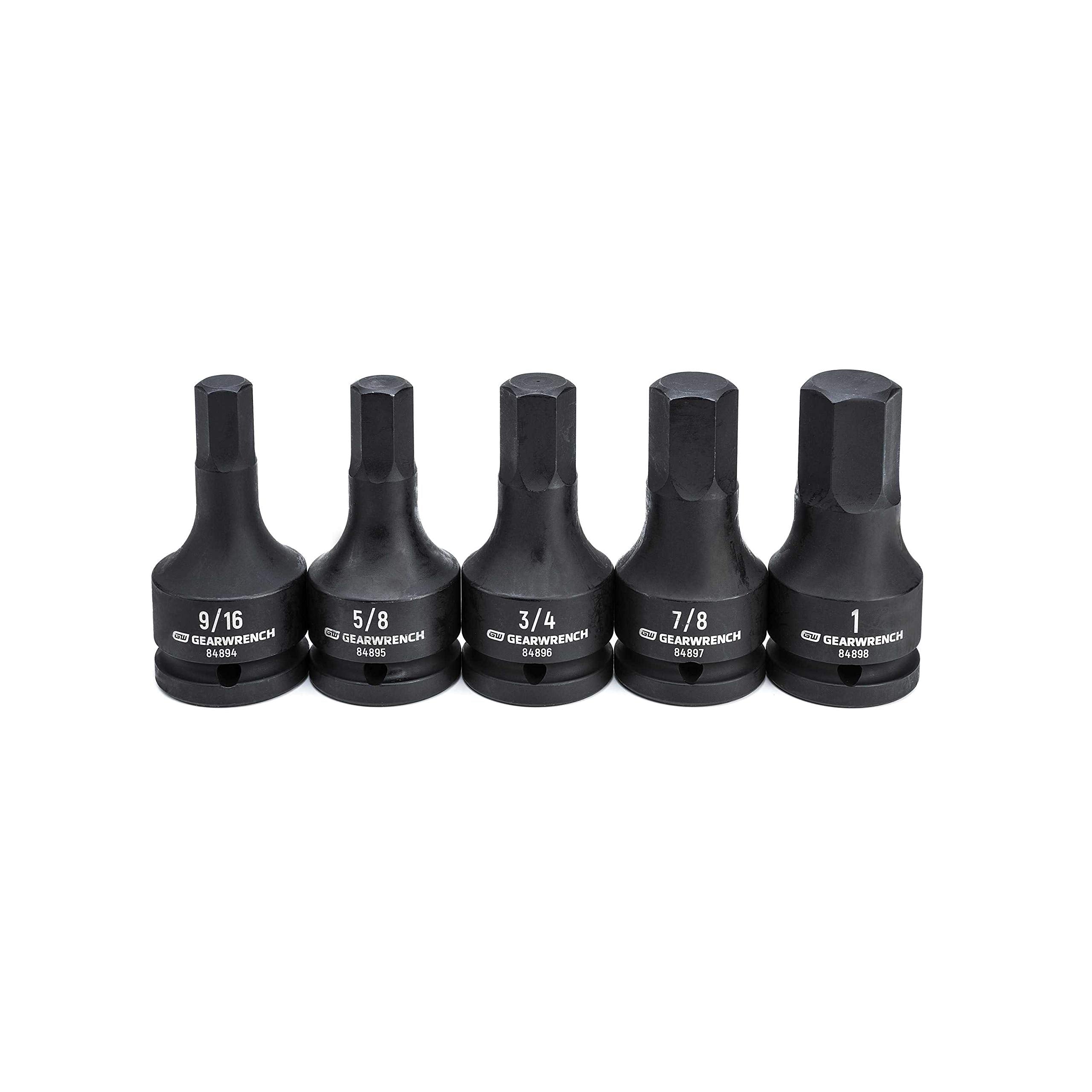 3/4" Drive GEARWRENCH 5 Pc. Hex Bit Impact Socket Set, SAE - 84899