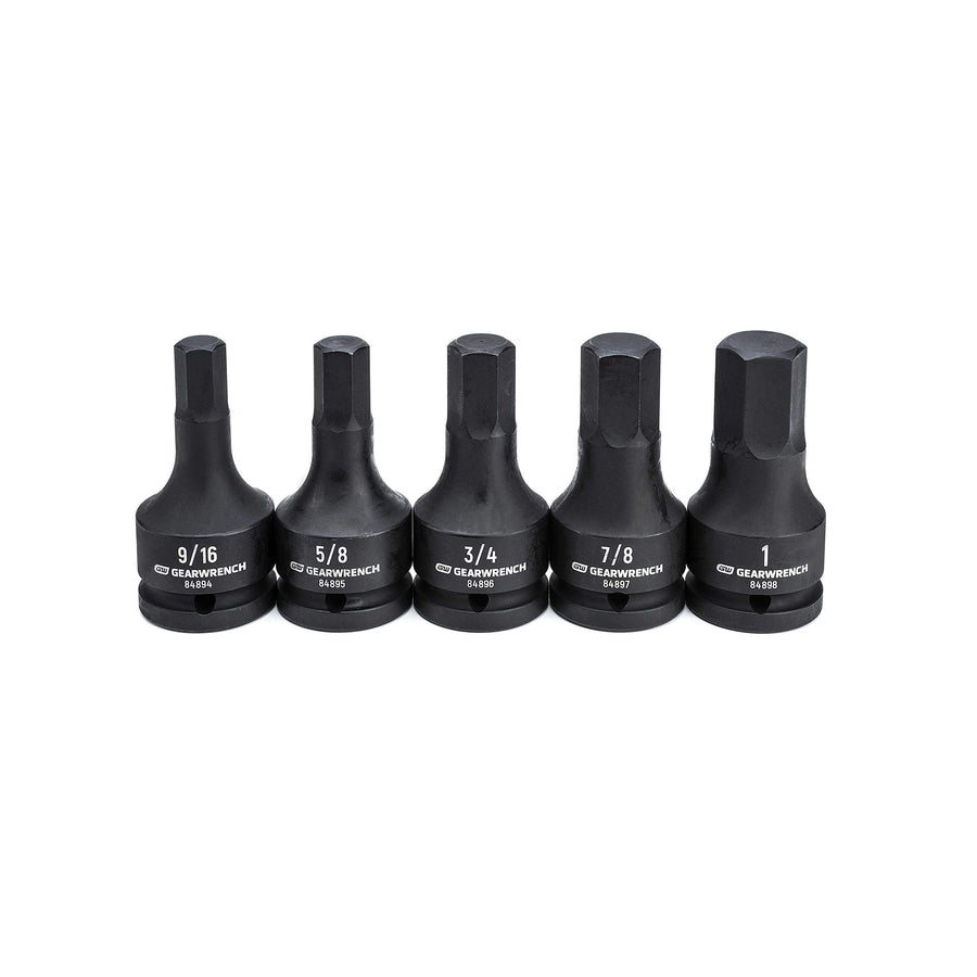 3/4" Drive GEARWRENCH 5 Pc. Hex Bit Impact Socket Set, SAE - 84899