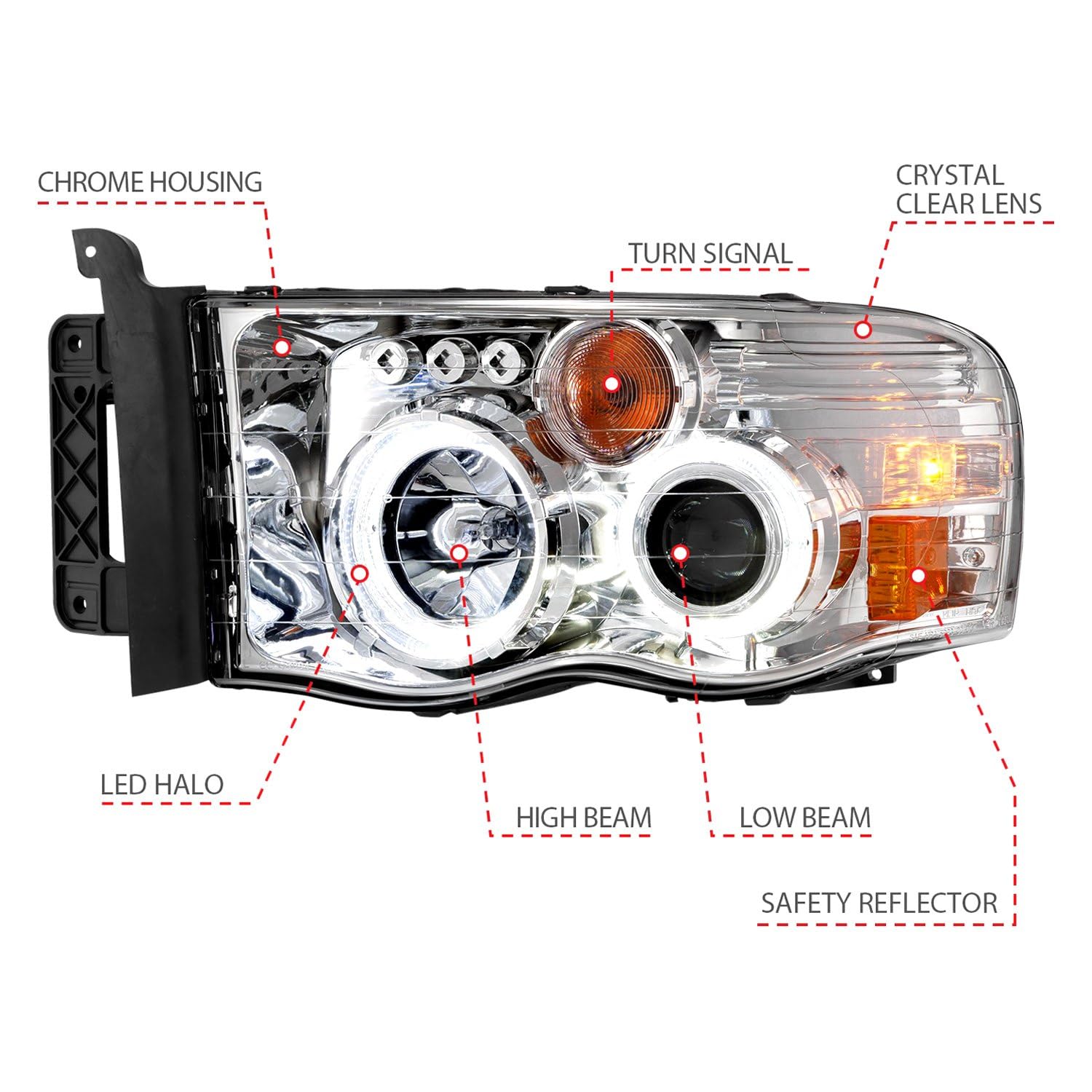 111491 Anzo, Usa Projector Headlamps Fits Dodge Ram 1500