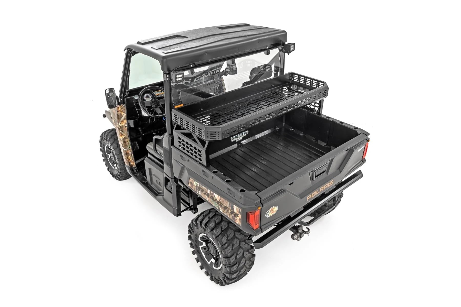Over Bed Cargo Rack Rough Country for Polaris Ranger/Can-Am Defender (2010-2025) - Adds Elevated Storage Space, Molle Panel Sides, Easy Bolt-on Install