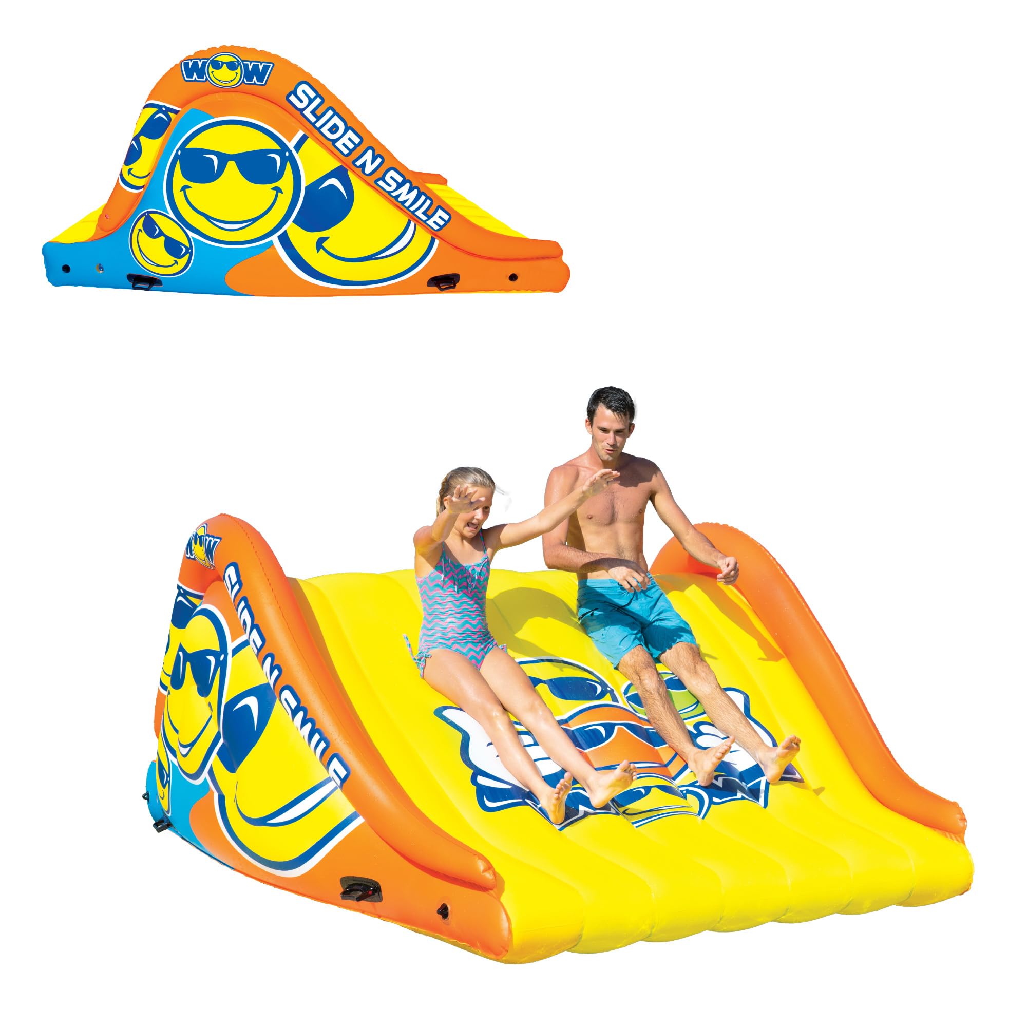 Sports Wow - Slide N Smile - Inflatable Floating Giant Water Slide for Adults & Children - Pool Accessory - Perfect for Lake & Pool Parties - 2 Lanes (9 ft)