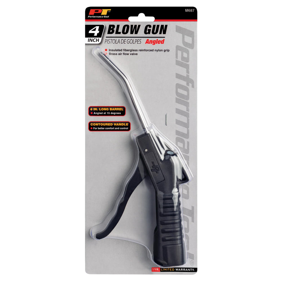 M687 Performance Tool Air Blow Gun with Insulated Fiberglass Reinforced Nylon Grip and 15-Degree Angled Barrel for Better Control