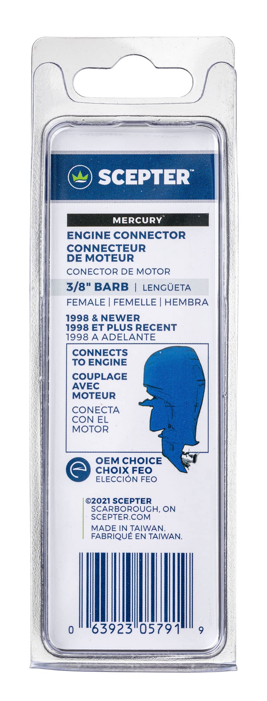 Fuel Line Engine Connector Scepter 05791 - 3/8" Female, Black