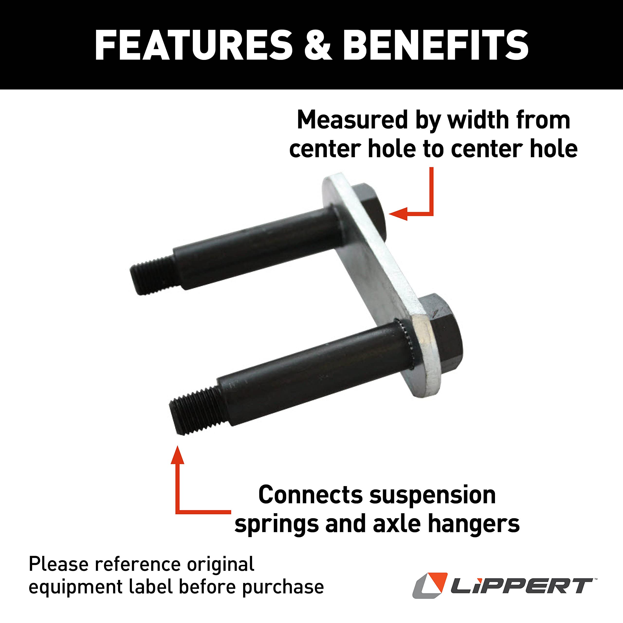 2.25" Lippert Replacement Shackle Link Assembly for RV Trailer Suspension Systems, Includes 2 Shoulder Bolts, 1 Shackle Link Plate - 125675