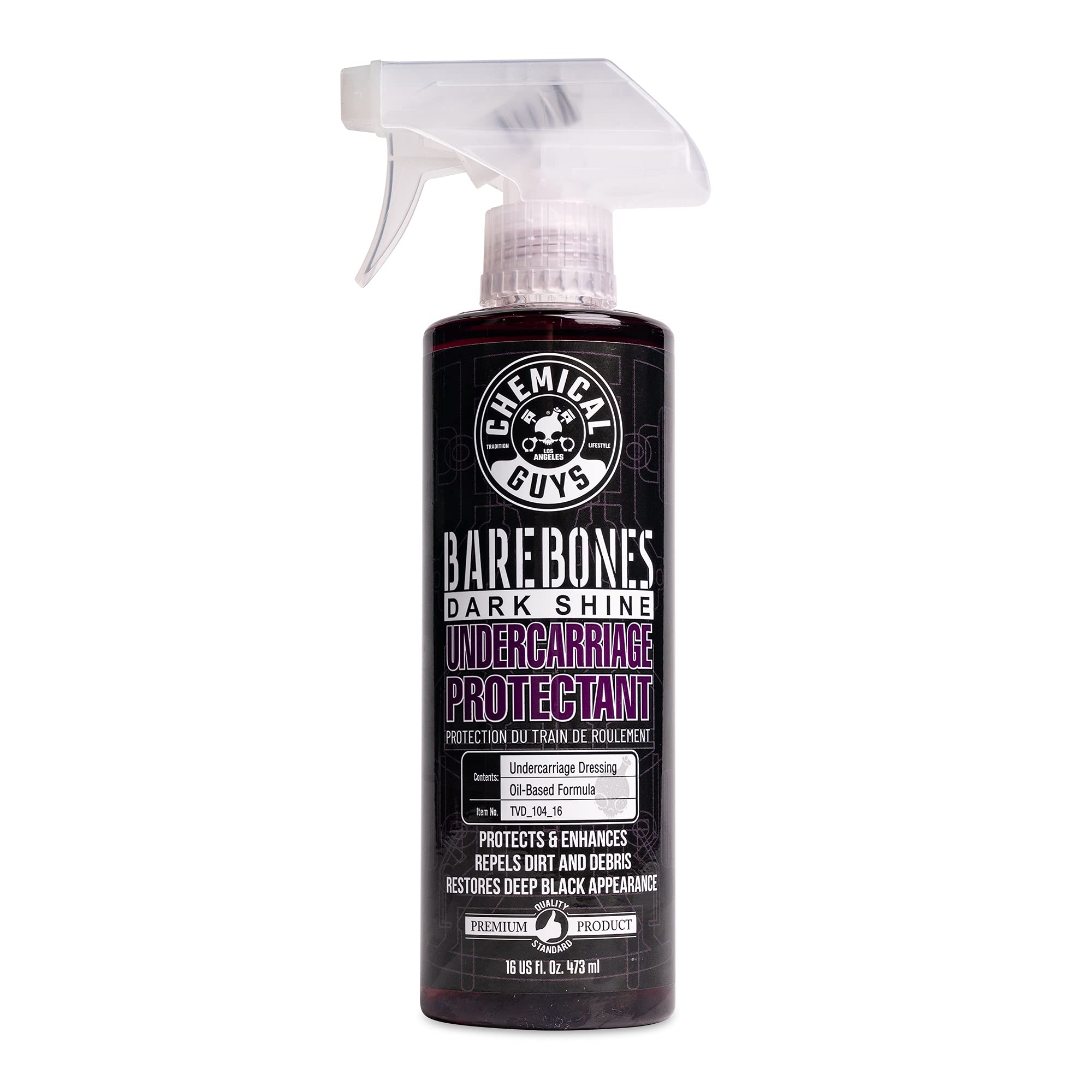 Chemical Guys Bare Bones TVD_104_16 Premium Dark Shine Spray for Undercarriage, Tires and Trim, Safe for Cars, Trucks, Motorcycles, RVs & More, 16 fl oz
