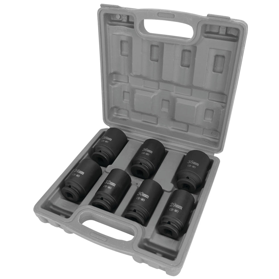 Axle Nut Socket Set Performance Tool W89323, 1/2" Drive (7 Pieces) - Chrome Molybdenum Steel, Extra-Deep Sockets, Fits Various Domestic and Import Vehicles, Storage Case Included