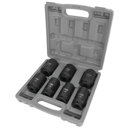 Axle Nut Socket Set Performance Tool W89323, 1/2" Drive (7 Pieces) - Chrome Molybdenum Steel, Extra-Deep Sockets, Fits Various Domestic and Import Vehicles, Storage Case Included