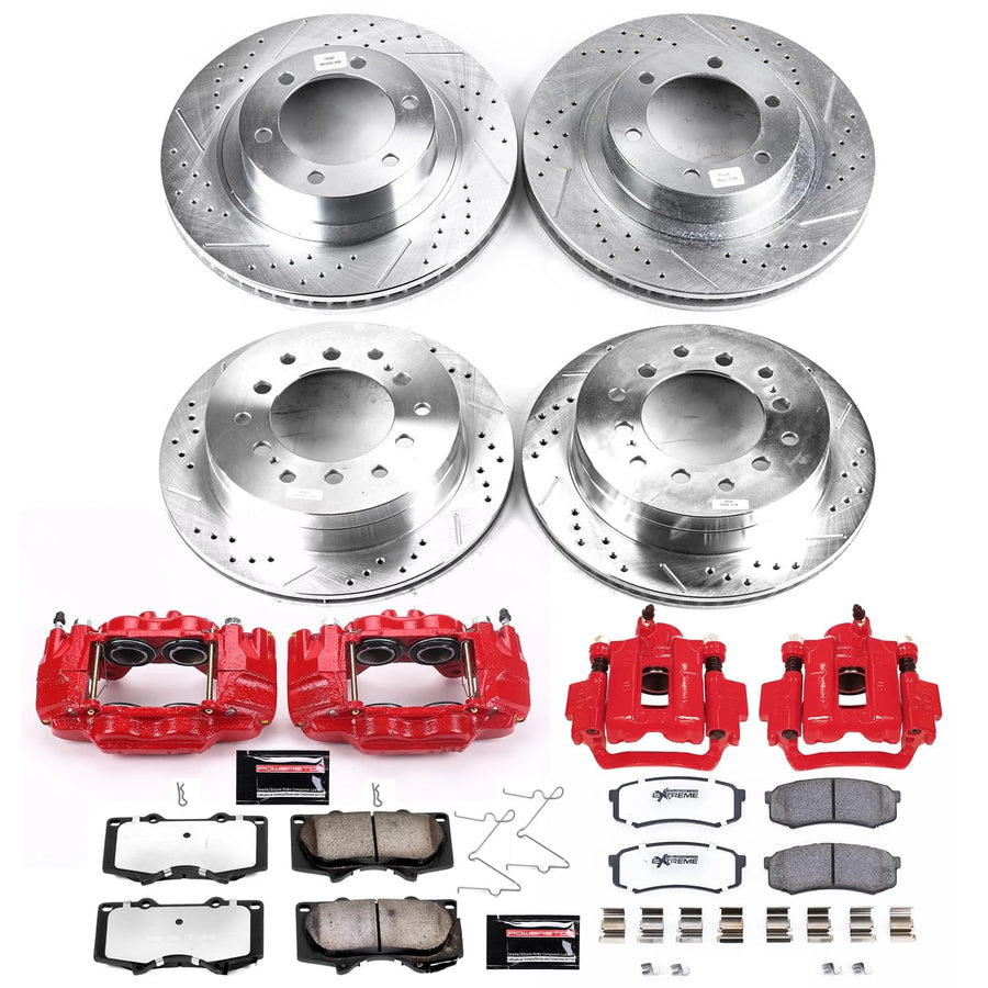 Power Stop Z26 Street Warrior Performance Brake Kit KC2422A-36 Front and Rear with Powder Coated Calipers For Lexus GX470 2003-2009 [Model Specific]