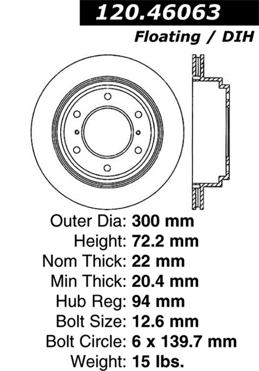 StopTech Sport 128.46063L Cross Drilled Brake Rotor (Rear Left), 1 Pack