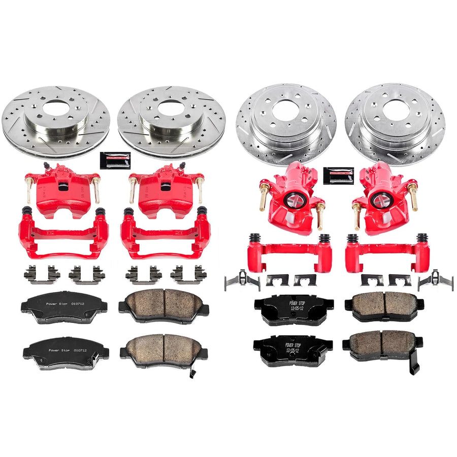 Power Stop Z23 Evolution Sport Performance Brake Kit with Caliper For Honda Civic del Sol 1994-1997 [Vehicle Specific]