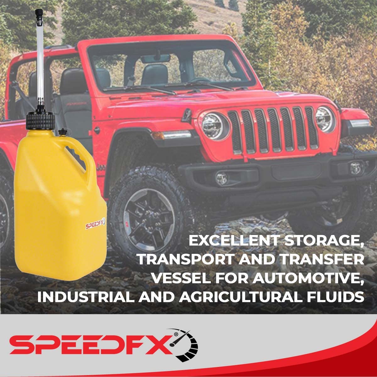 5 Gallon SpeedFX Water Storage Container – Durable Jug with Pour Hose & Cap – Camping, Off-Roading, Emergency Use