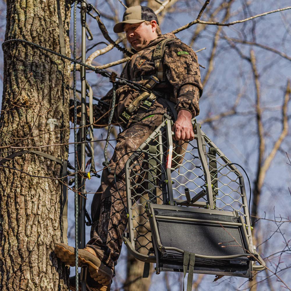 Summit Treestands Ledge XT Tree Stand Hang-on | Lightweight | Folding Comfort-Mesh Seat (SU82117),Black