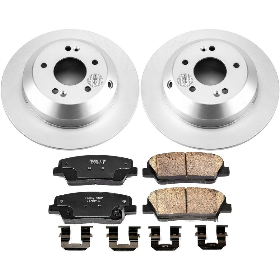 Power Stop CRK7062 Brake Rotor Coated and Ceramic Brake Pads- Rear For Kia Sorento 2016-2020 [Model Specific]