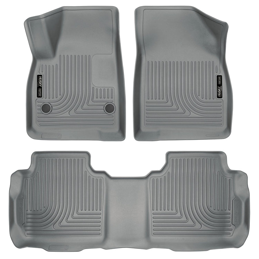 Weatherbeater Husky Liners Floor Mats | Fits 2019 - 2025 Chevrolet Blazer; 2017 - 2025 Cadillac XT5; 17 - 23 GMC Acadia | Front & 2nd Row, 3-pc Grey - 99142