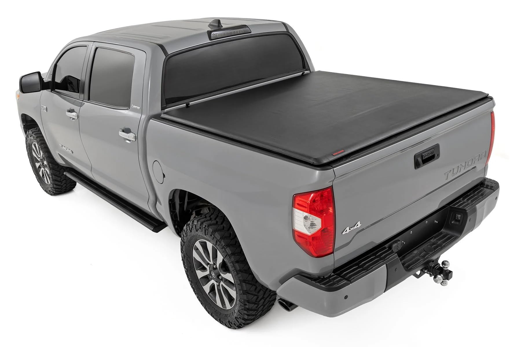 Soft Roll-Up Truck Bed Cover Rough Country for Toyota Tundra (2007-2021) - Fits 6'7 Bed, Weather-Resistant Tonneau Cover