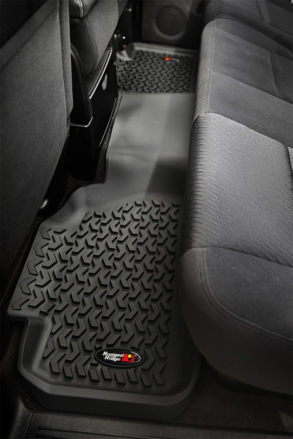 Rugged Ridge Rear Floor Liners for Silverado/Sierra | Black All-Terrain | 82951.11 | Fits 2007-2013 Chevrolet Silverado & GMC Sierra 1500 Extended Cab