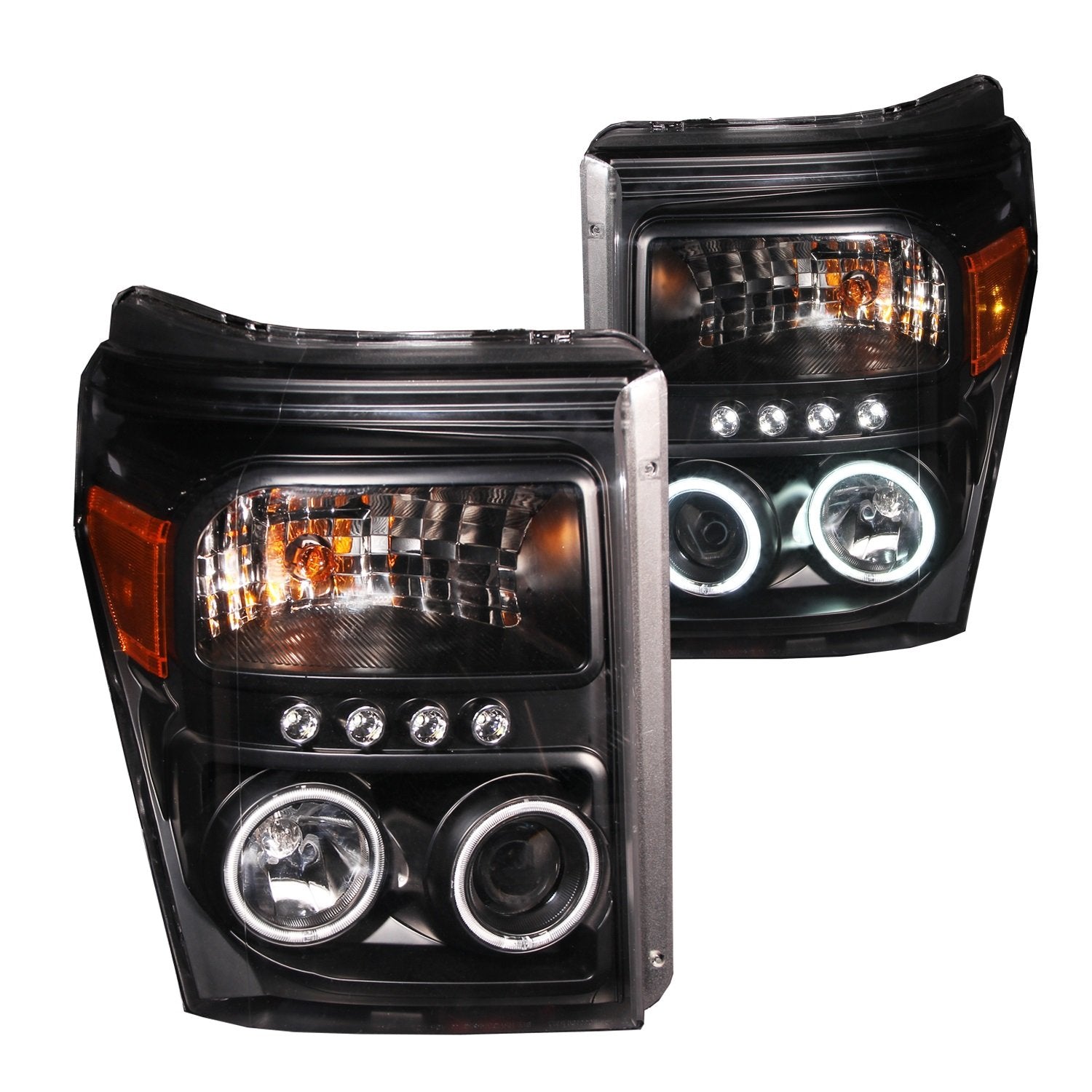 Projector Headlight Set ANZO USA 111271 w/CCFL Halo-Black