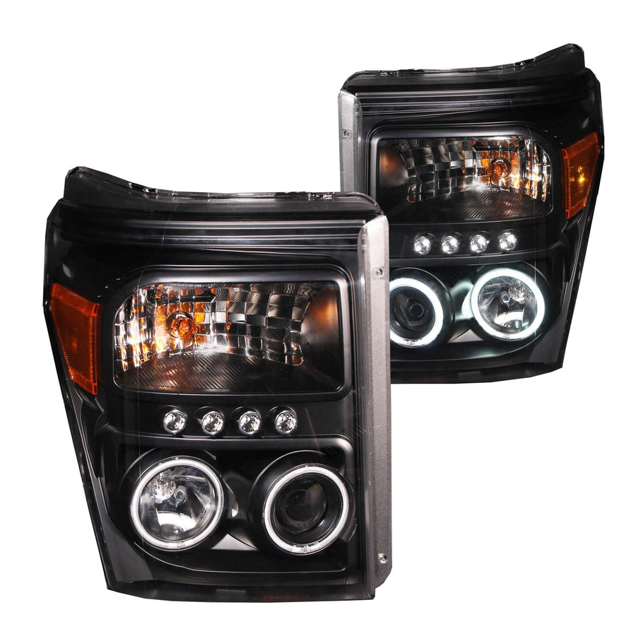 Projector Headlight Set ANZO USA 111271 w/CCFL Halo-Black